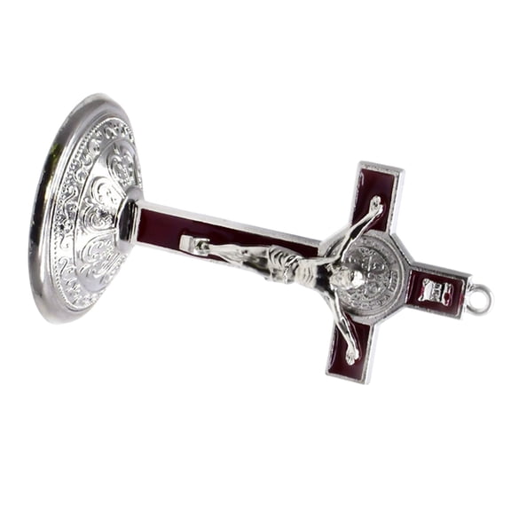Metal Crosses Statue with Base 9cm Metal Crosses Figurine Spiritual Religious Desktop Ornament for Home or
