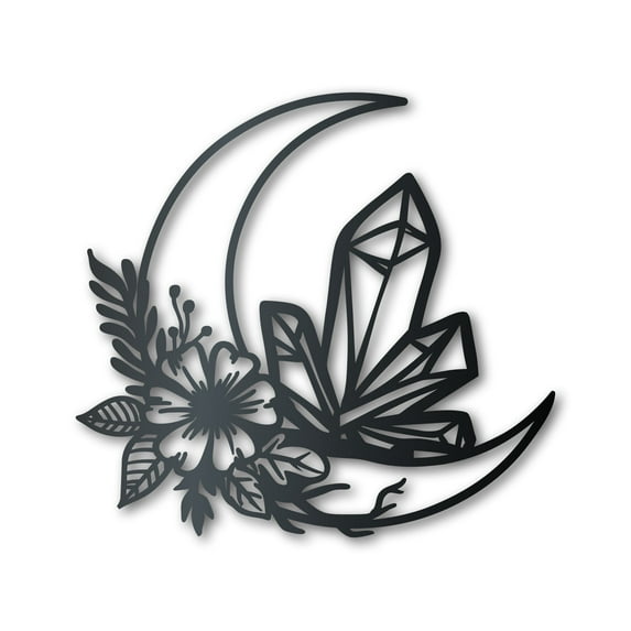 Metal Crystal Crescent Moon Wall Art | Indoor Outdoor 36