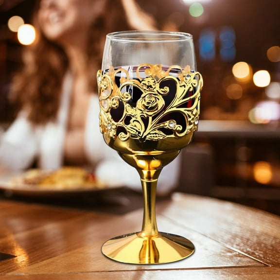 Metal & Crystal Glass Red Wine Glass, Lead-Free High-Footed Design, Elegant Drinkware for Weddings, Home Use and Gifting