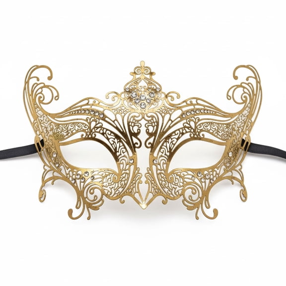 Metal Crystal Heart Mask | Colors Vary Costume Accessory