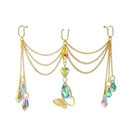 Metal Crystal Suncatcher Hanging Ornament Gold Chain Rainbow Maker for Window Garden Potted Tiny Foliage Decor