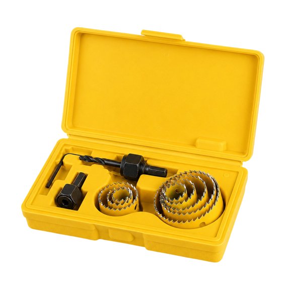 Metal Cup Cutter Set for Wood Boards, Recessed Light Openings and PVC Sheet Work with Center Drill Guide Case Use
