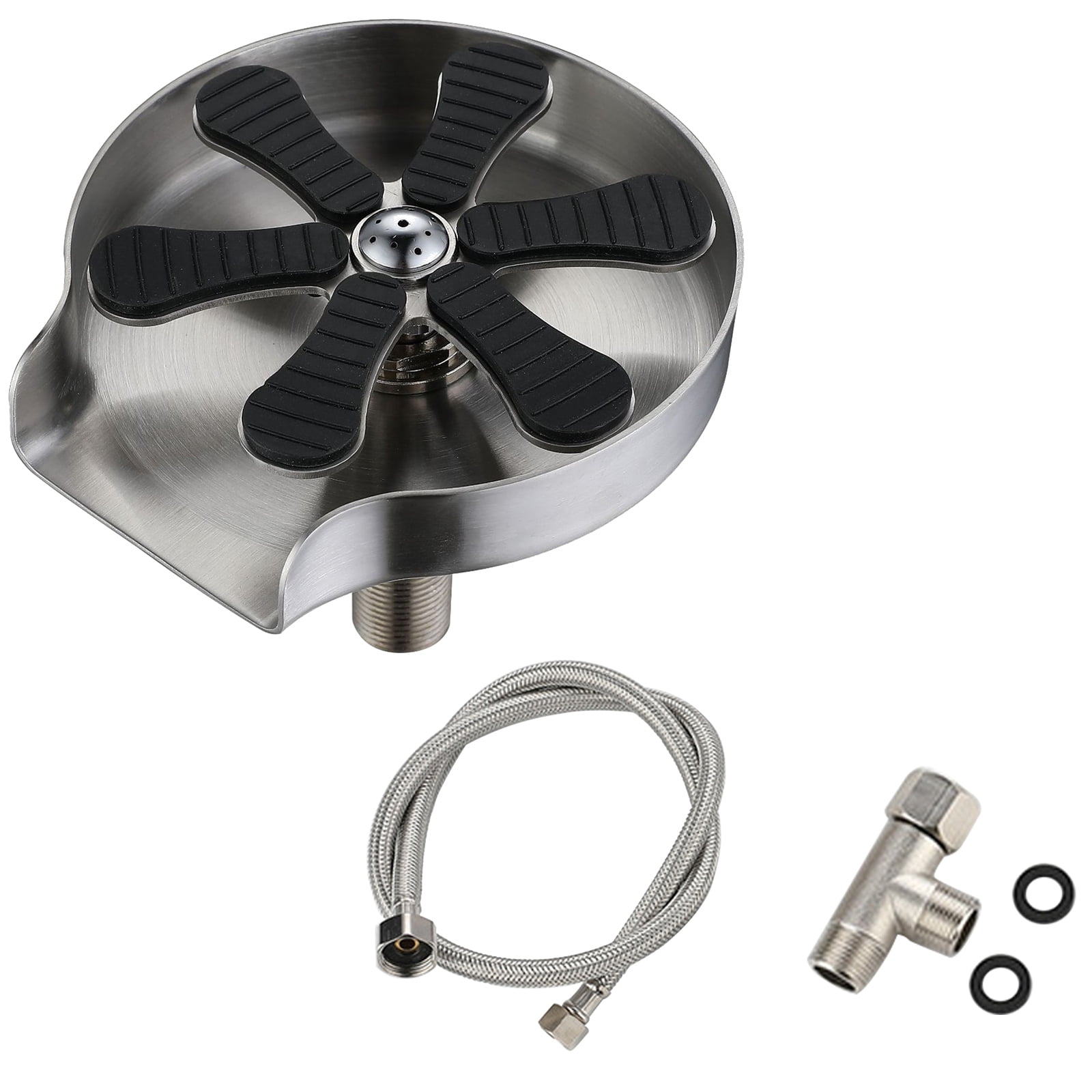 Metal Cup Washer for Sink, Stainless Steel Cup Cleaner Kitchen Cup Scrubber for Mugs, Glasses, and Narrow Bottles (CW+Hose+Link)
