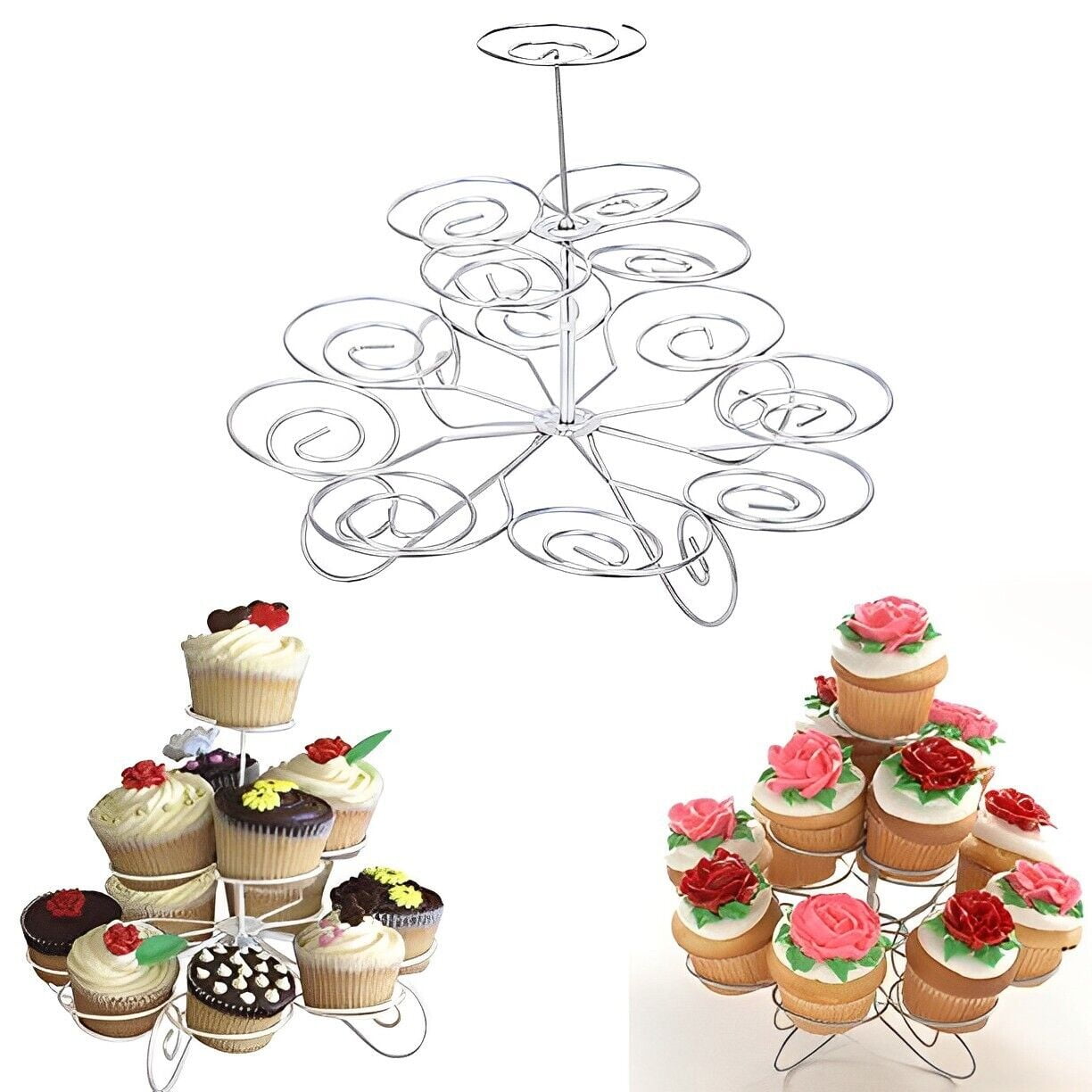 Metal Cupcake Stand Holder Tower Wedding Party Dessert Carrier Display