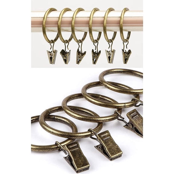 Metal Curtain Rings with Clips, 1.38In Inner Diameter, for Curtain Panel Hair Bow Hanger Tapestry Scrunchies and Other Decorations, Diameter 35Mm Rustproof,C,20pieces