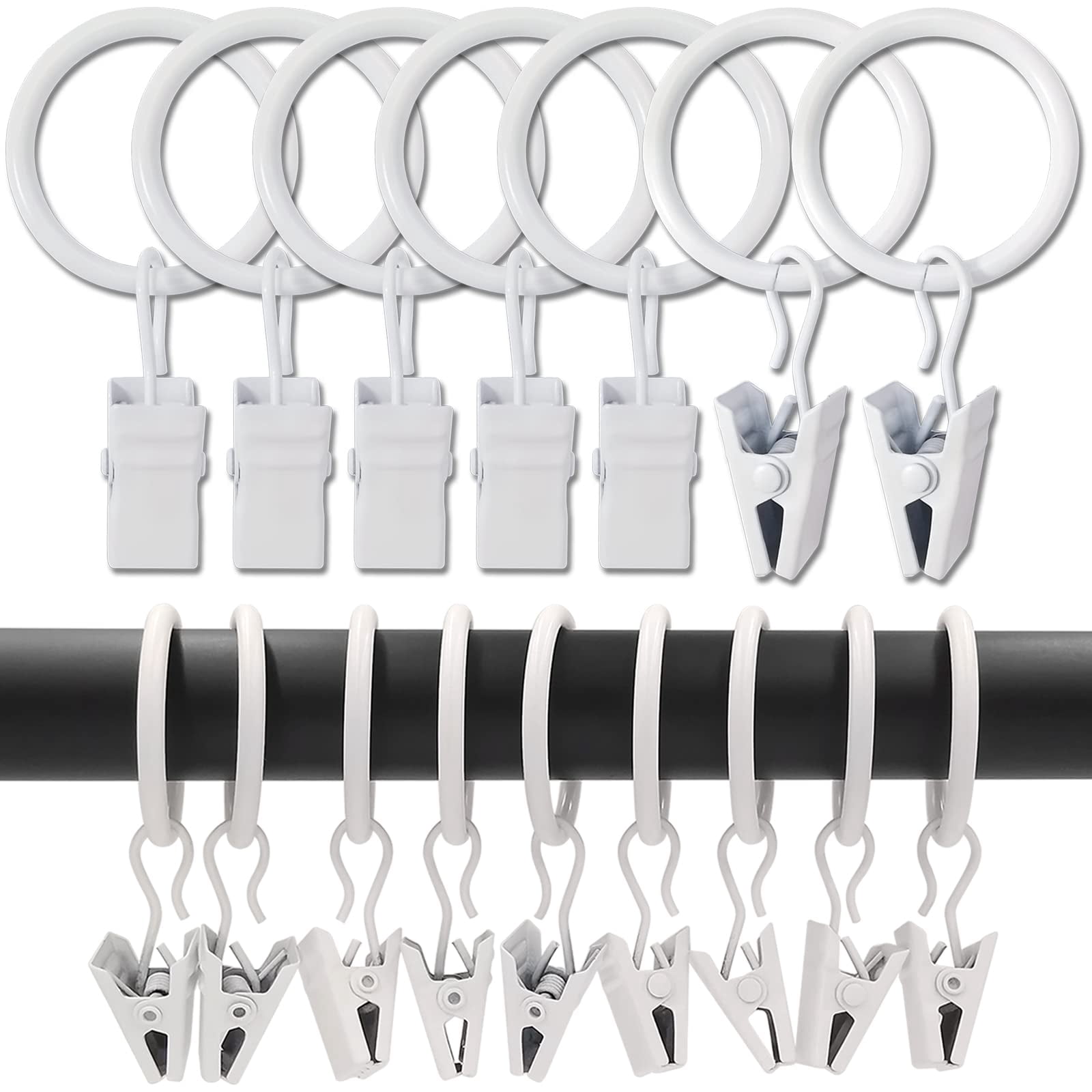 Metal Curtain Rings with Clips, Curtain Clip Rings Hooks for Hanging