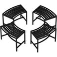 thumbnail image 1 of Metal Curved Fire Pit Bench Set of 4, Outdoor Fire Pit Seating, Steel Backless Outside Fire Pit Bench for Garden, Patio, Porch, Backyard, Plant Stand, Heavy Duty Plant Holder, Style 3, Black, 1 of 15