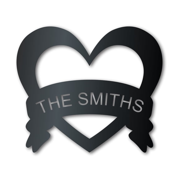 Metal Custom Bannered Heart Wall Art - Metal Sign - 14 Color Options 46