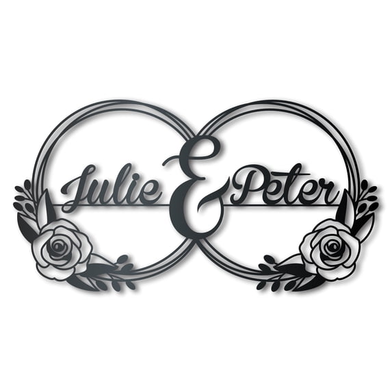 Metal Custom Couples Rose Rings Wall Art - Custom Metal Sign - 14 Color Options 18
