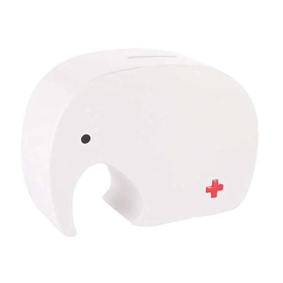 Stainless Steel Cute Elephant Shaped Coin with Red for Pattern Cartoon Animal Figurines Souvenir Kids Money Saving Jar Storage Box
