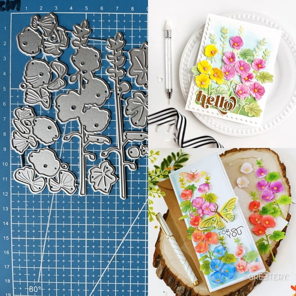 Metal Cutting Dies BotaniCuts Hollyhocks Diy Scrapbooking Photo Album Decorative Embossing Paper Card Crafts