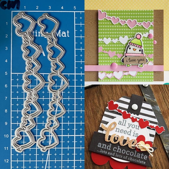 Metal Cutting Dies Double Heart Banner Diy Scrapbooking Photo Album Decorative Embossing Paper Card Crafts Die
