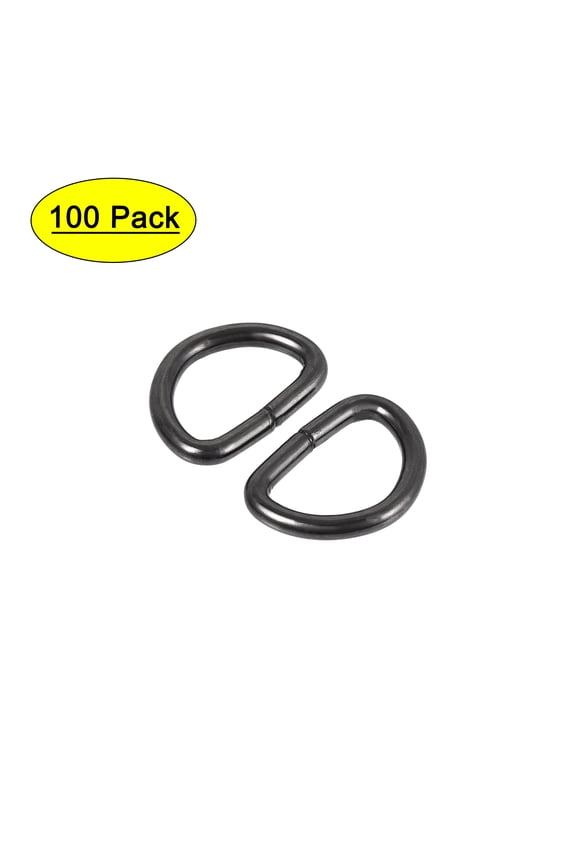 Metal D Ring 0.39"DRings Buckle for Hardware Bags Belts Craft DIY Accessories Black 100Pcs