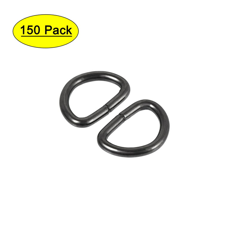 Metal D Ring 0.39(10mm) D-Rings Buckle for Hardware Bags Belts Craft DIY  Accessories Black, 150pcs
