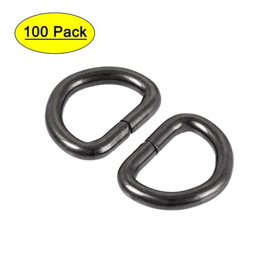 Metal D Ring 0.51"(13mm) D-Rings Buckle for Hardware Bags Belts Craft DIY Accessories Black, 100pcs