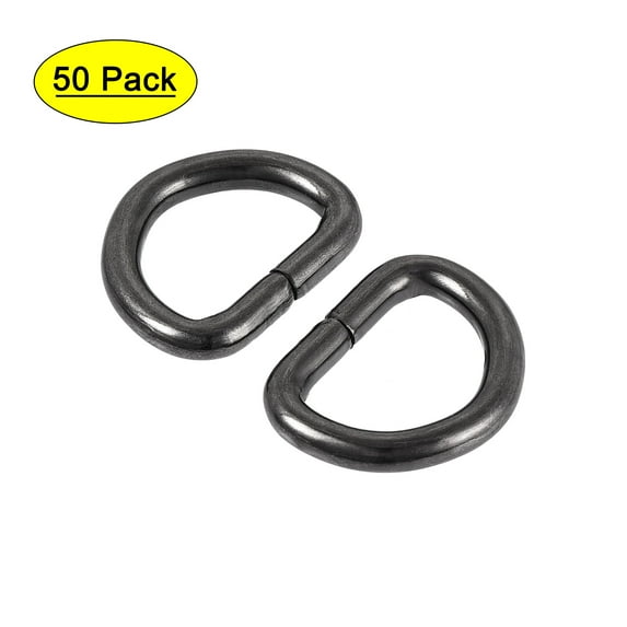 Metal D Ring 0.51"(13mm) D-Rings Buckle for Hardware Bags Belts Craft DIY Accessories Black, 50pcs