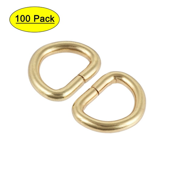 Metal D Ring 0.51"(13mm) D-Rings Buckle for Hardware Bags Belts Craft DIY Accessories Gold Tone, 100pcs