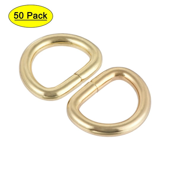 Metal D Ring 0.63"(16mm) D-Rings Buckle for Hardware Bags Belts Craft DIY Accessories Gold Tone, 50pcs