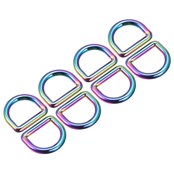 Metal D Ring 25mm Zinc Alloy Electroplated Colorful 8 Pack