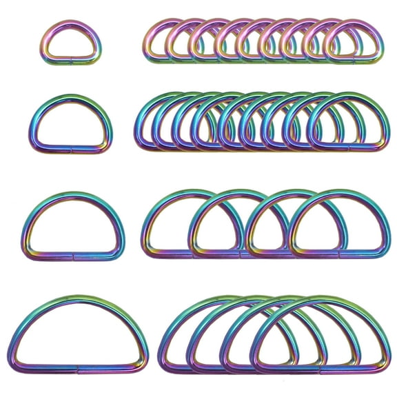 Metal D Ring Buckle D-Ring Loop Webbing Buckle Rainbow Semi-Circular D Ring for Bags Purse Clothes Keychains Belts Sewing