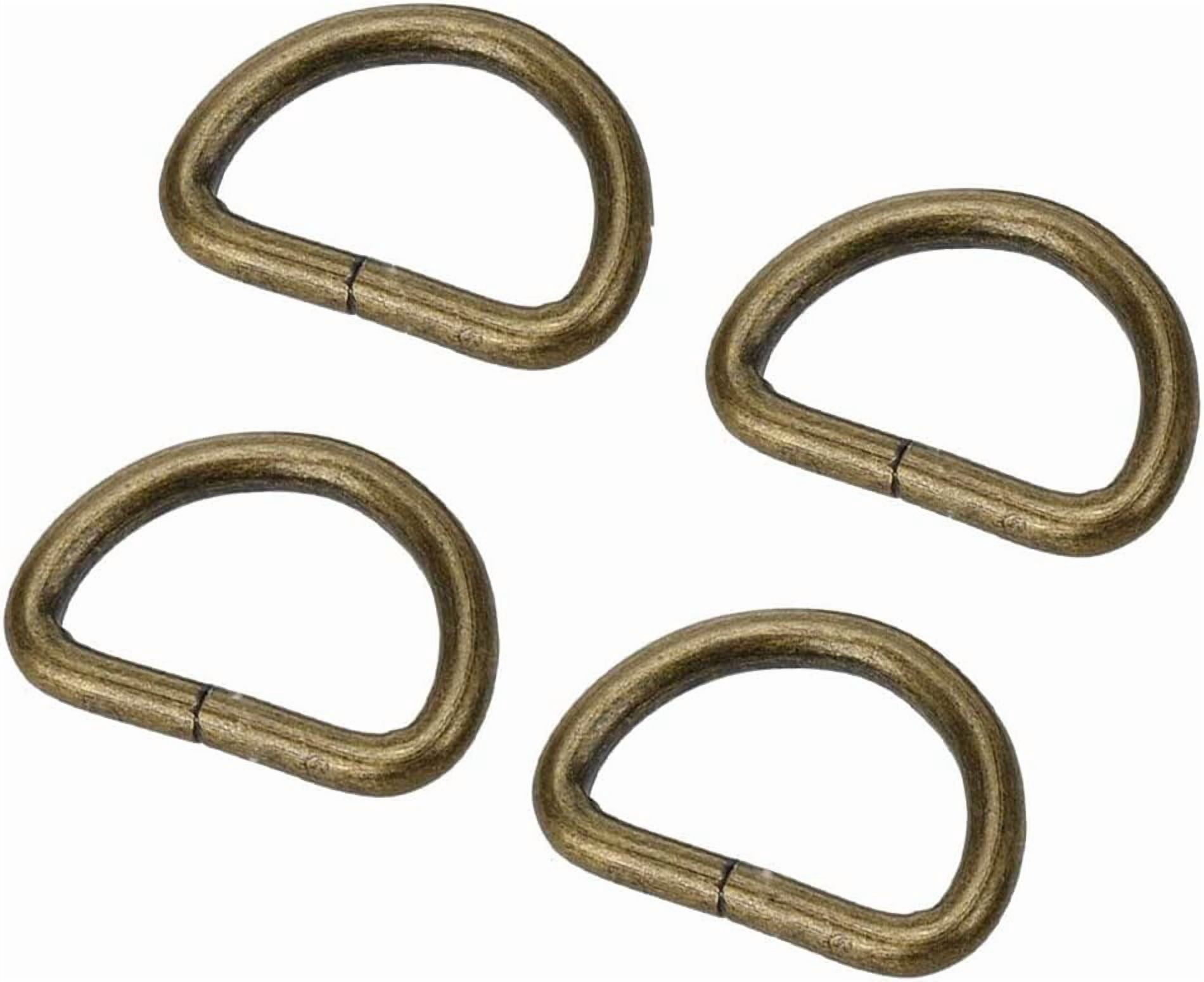 Metal D Ring Buckle, D Shape Rings Non Welded 1 inch Inside Diameter for Webbing Sewing DIY Strap Sewing Accessories pack of 20 (Antique Brass)