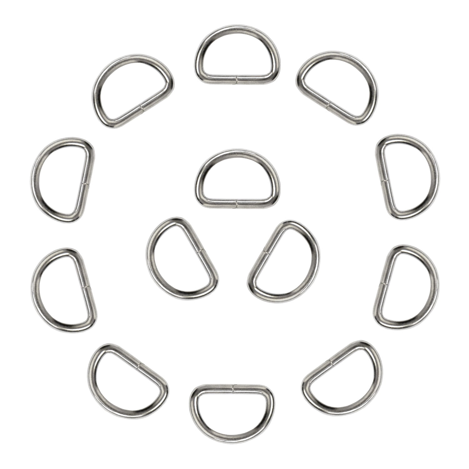 YIXI-SBest Metal D Ring Non Welded D-Rings Assorted 0.39 Inch, 0.5 Inch,  0.63 Inch, 0.75 Inch, 1 Inch (120 Pack)
