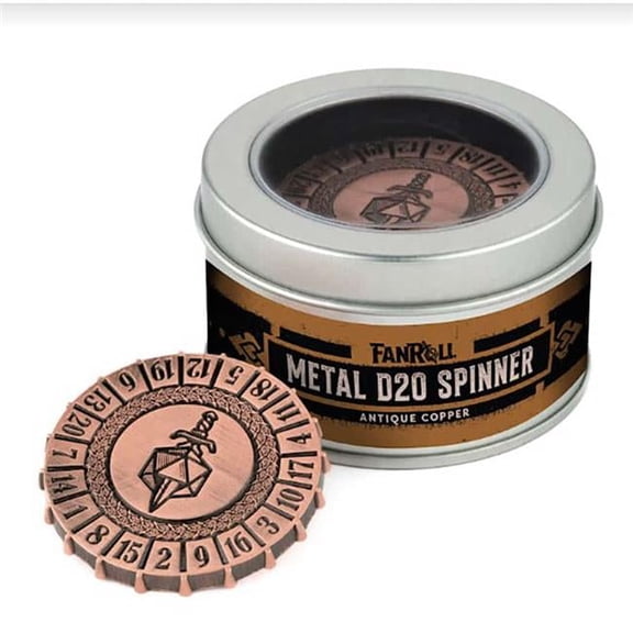 Metal D20 Spinner, Antique Copper