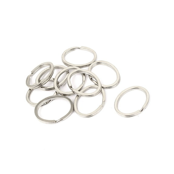 Metal DIY Craft Making Oval Shape Split Ring Key Ring Silver Tone 10pcs Keychain