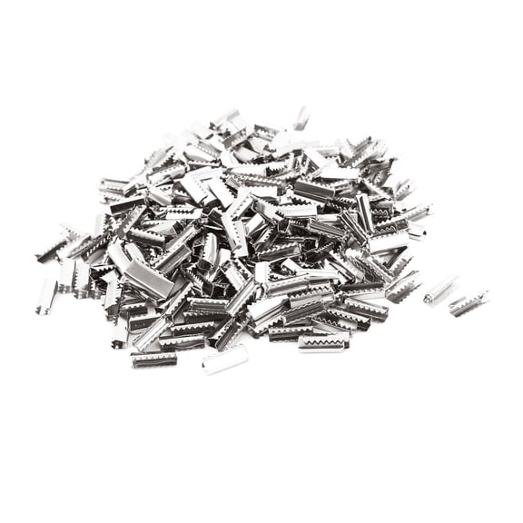 Metal DIY Ribbon Cord Clamp Ends Crimp Clip Beads Connector Silver Tone 500Pcs