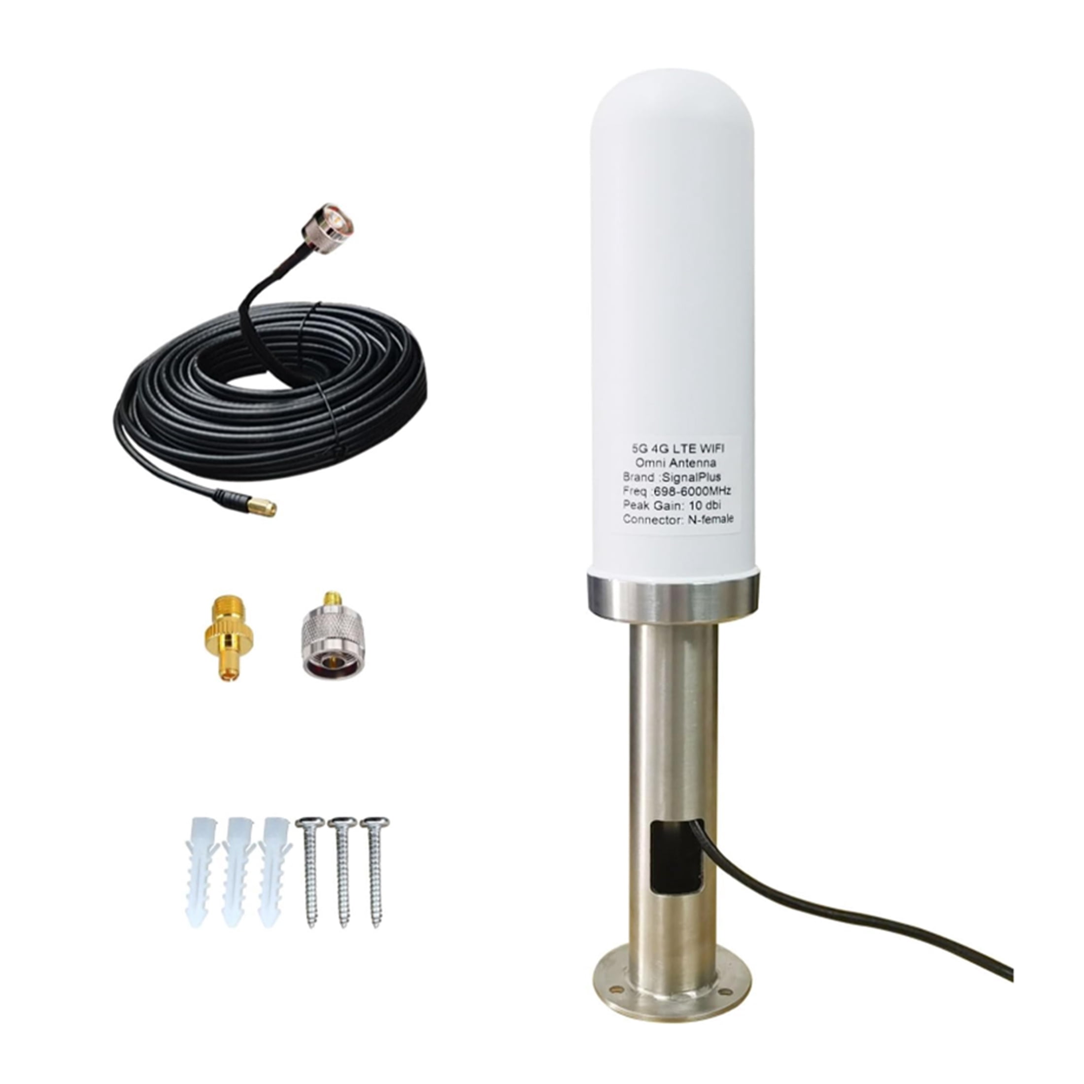 4G LTE/ 5G Omni Directional Cellular Antenna RV Outdoor TV Antenna with Stainless Mount, 10 Meter Reception Range