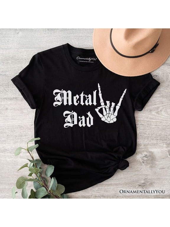 Metal Dad Skeleton T-Shirt, Rock Music Hand Sign Tee