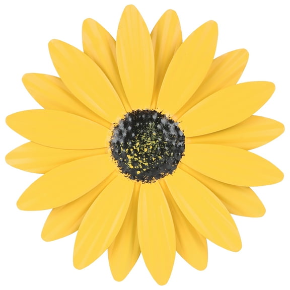 Metal Daisy Wall Decoration Yellow Outdoor Art
