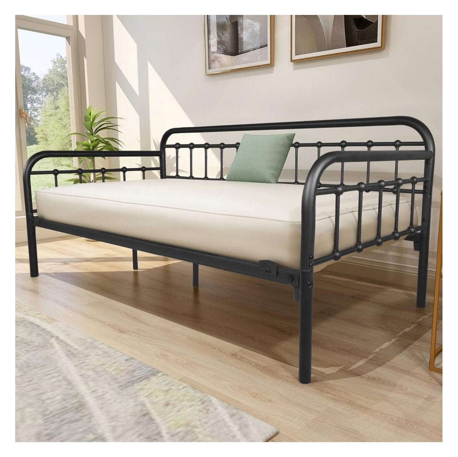 Metal Daybed Frame Heavy Duty Metal Slats Sofa Bed Platform Mattress