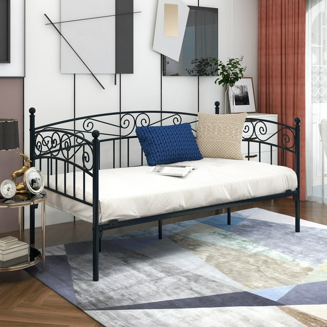 Twin Size Metal Daybed & Sofa Bed Frame with Center Support, No Box
