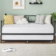 thumbnail image 1 of Twin Daybed with/without Trundle Metal, Twin Trundle Bed Frame Sofa Bed Frame for Living Room, Bedroom, Apartment, No Box Spring Needed, Space Saving, Heavy Duty Metal Slats, 1 of 7