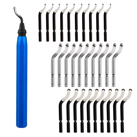 Metal Deburring Tool Kit with Swivel Handle and 30pcs HSS Blades for Wood, Plastic, Aluminum, and Steel