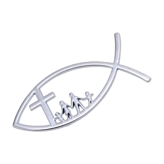 Metal Decal Automotive Fish Badge Christian Fish Emblems Sticker Adhesive Car Fish Decal Sticker