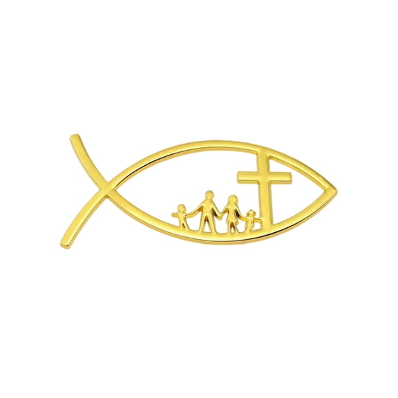 Metal Decal Automotive Fish Badge Christian Fish Emblems Sticker