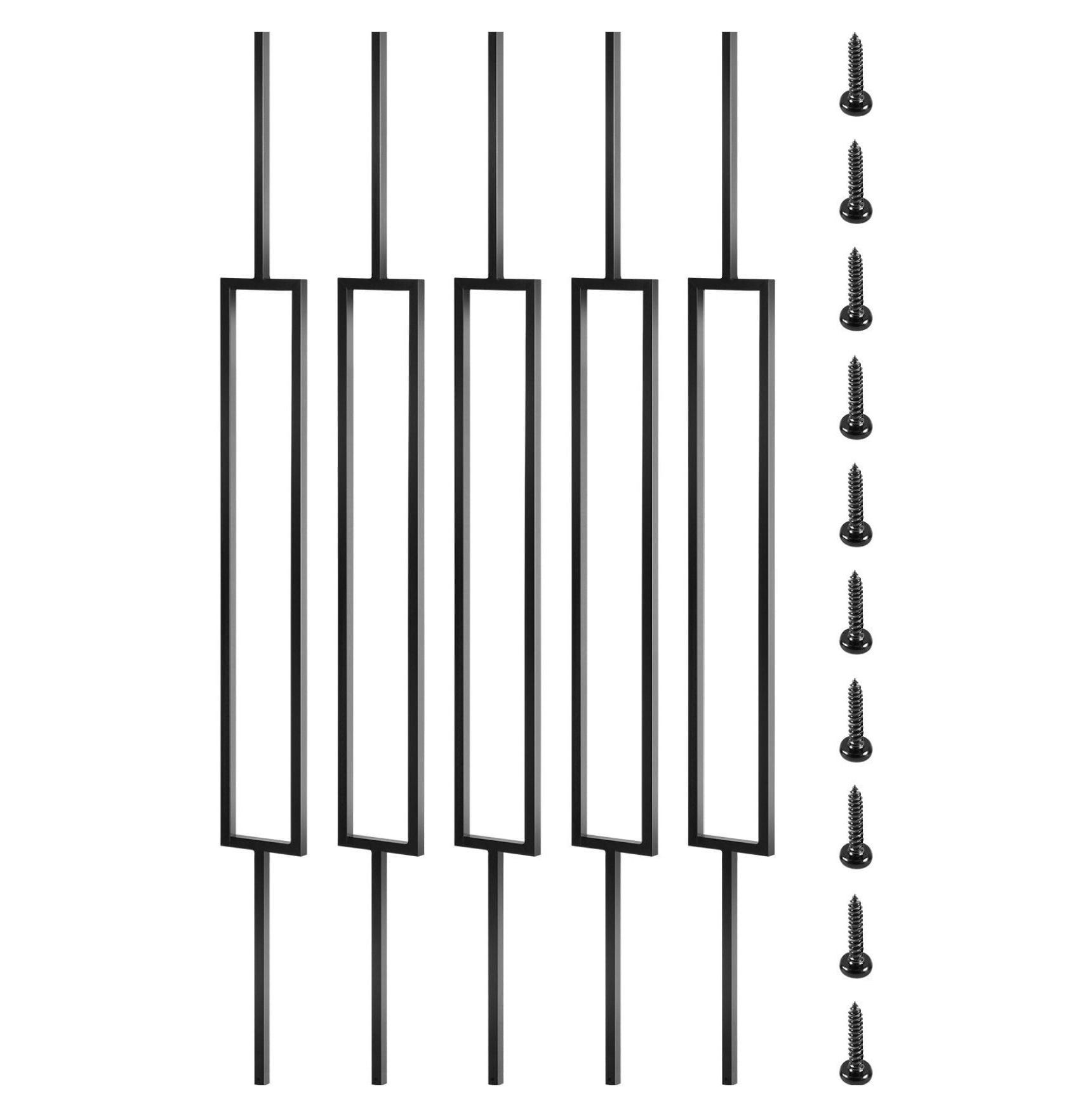 Metal Deck Balusters 10 Pack, 44" Black Deck Spindles with Screws, Iron ...