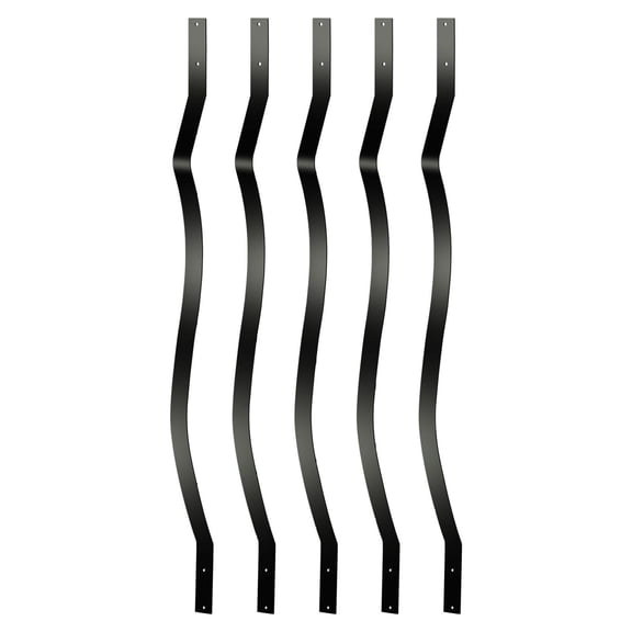Metal Deck Balusters 61 Pack, 29.5" Deck Spindles, Aluminum Alloy Deck Railing for Outdoor Stair & Porch, Black Wave Design