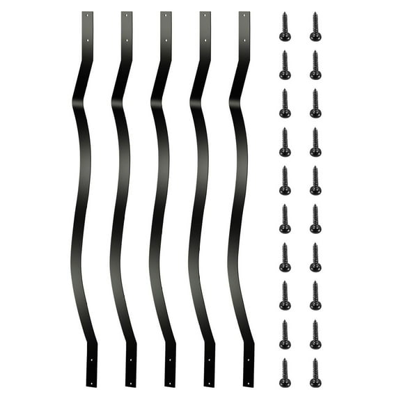 Deck Balusters 61 Pack, 32.25" Metal Deck Spindles, Aluminum Alloy Deck Railing for Outdoor Stair, Black Wave Curved Baluster with Screws