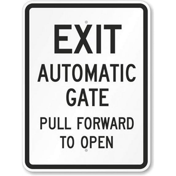 Metal Deco Sign 12x16 inches Metal Road Sign Exit Automatic Gate Pull Forward to Open Sign