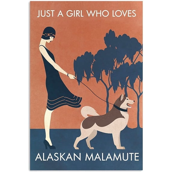 Metal Decor Outdoor Just A Girl Who Loves Alaskan Malamute Sign Vintage Metal Sign Vintage Home Decor Rustic Aluminum Tin Signs Wall Art Metal Poster for Garage Bar 8x12 Inch
