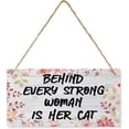 thumbnail image 1 of Metal Decor Sign Behind Every Strong Woman Is Her Cat Office Desk Metal Sign Home Signs Decor Metal Sign Home Decor Rustic Farmhouse Welcome Metal Sign Decor Wall Art 8x12 Inch, 1 of 4