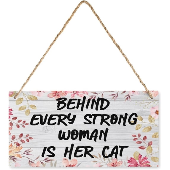 Metal Decor Sign Behind Every Strong Woman Is Her Cat Office Desk Metal Sign Home Signs Decor Metal Sign Home Decor Rustic Farmhouse Welcome Metal Sign Decor Wall Art 8x12 Inch