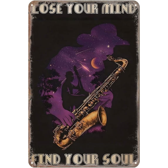 Metal Decoration for Outside Wall Jazz Metal Sign Lose Your Mind Find Your Soul Vintage Decor Jazz Metal Sign Vintage Home Decor Rustic Tin Signs Wall Art Metal Poster for Garage Bar 8x6 inch