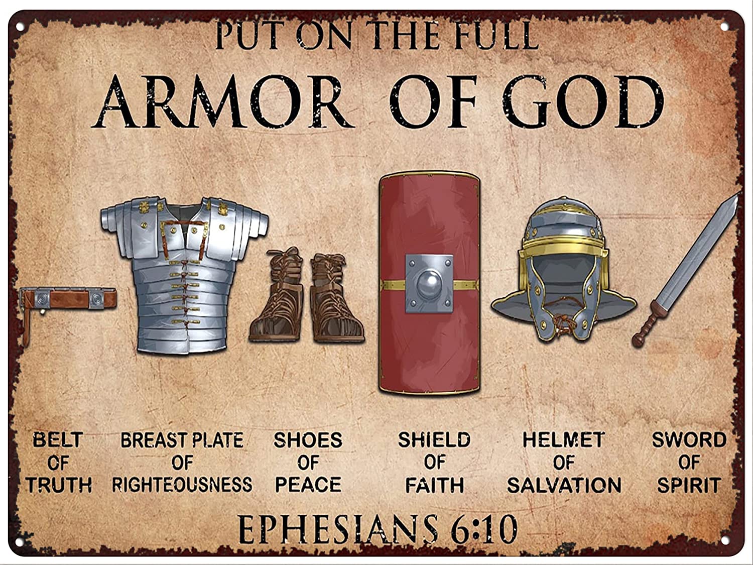 Metal Decoration for Wall Retro Metal Tin Sign Armor of God Poster Wall ...