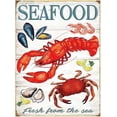 thumbnail image 1 of Metal Decorations for Shelves Seafood Crab Lobster Metal Sign Fresh from The Sea Retro Home Bedroom Bar Cafe Outdoor Tin Sign Chic Art Wall Metal Decor Funny Signs Gift for Room Office 8x6 inch, 1 of 5