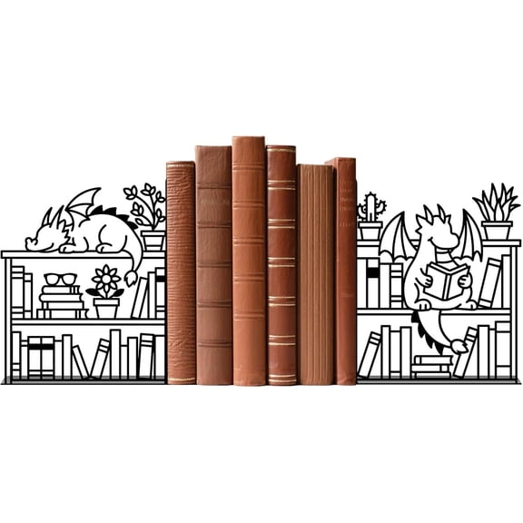Metal Decorative Bookend Unique Dragon Bookends Decorative Cute Book Ends for Shelves Bookshelf Home Office Desk Bookshelf Decor