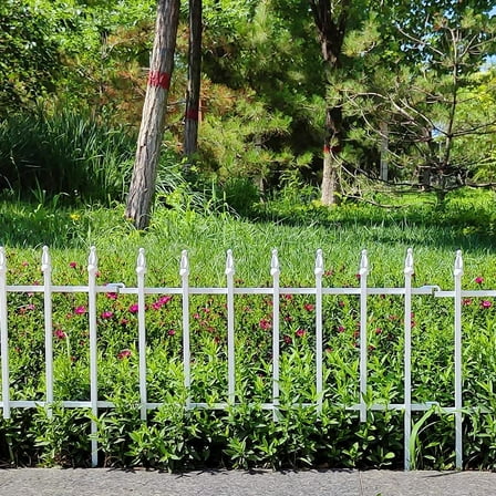 Metal Decorative Garden Fence 22" W x 18" High (20 Panels, Total Length 36.68 ft), Metal Border Folding Fence, Landscape Fencing for Flower Bed, Yard, Animal Barrier,White